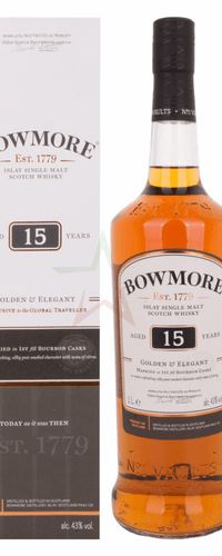Bowmore 15 Years Old GOLDEN & ELEGANT Islay Single Malt Scotch Whisky 43 %  1,00 lt.