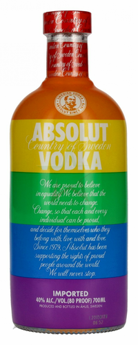Absolut Vodka PRIDE Rainbow Colors Limited Edition 40 %  0,70 lt.