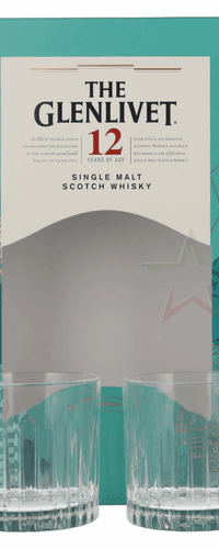 The Glenlivet 12 Years Old Single Malt Scotch Whisky mit 2 Gläsern 40,0% 40.0 %  0,70 lt.