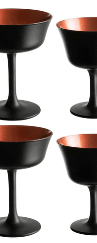 Oro Nero Black & Copper Cocktail Glass Set