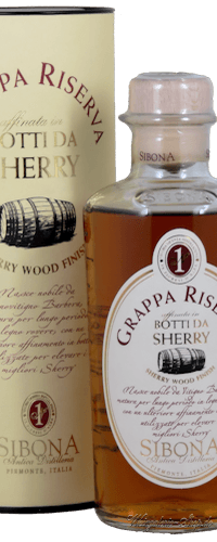 Sibona GRAPPA RISERVA botti da SHERRY 40% Vol. 0,5l in Giftbox