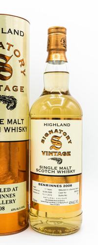 Signatory Vintage BENRINNES 12 Years Old Highland Single Malt 2008 43% Vol. 0,7l in Giftbox