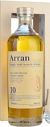Arran 10 Years Old Single Malt Scotch Whisky 46% Vol. 0,7l in Giftbox with 2 glasses