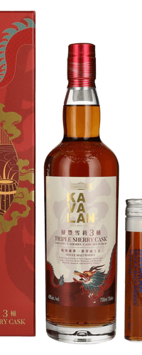 Kavalan TRIPLE SHERRY CASK Single Malt Whisky Dragon Edition 40,9% Vol. 0,7l in Giftbox with 0,05l Miniatur