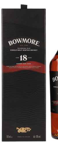Bowmore 18 Years Old Sherry Oak Cask Islay Single Malt 43% Vol. 0,7l in Giftbox
