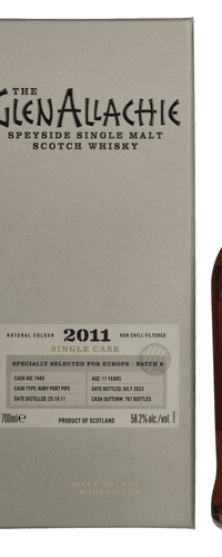 The GlenAllachie 11 Years Old RUBY PORT PIPE 2011 58,2% Vol. 0,7l in Giftbox