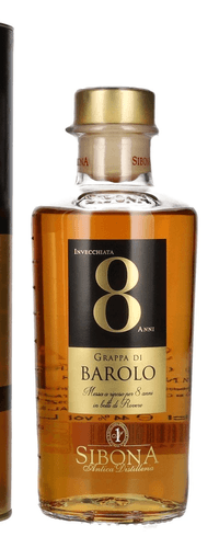 Sibona 8 Anni Invecchiata Grappa di BAROLO 44% Vol. 0,5l in Giftbox