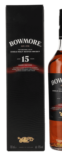 Bowmore 15 Years Old Sherry Oak Cask Islay Single Malt 43% Vol. 0,7l in Giftbox