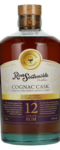 Ron Sostenible 12 Years Old Cognac Cask Rum 43% Vol. 0,7l