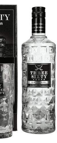 Three Sixty Vodka 37,5% Vol. 0,7l in Giftbox with glass