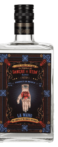 Sangre de Vida Loteria LA MANO Blanco Tequila 100% de Agave 40% Vol. 0,35l