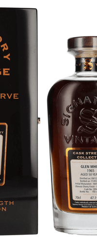 Signatory Vintage Glen Mhor RARE RESERVE 50 Years Old Cask Strength 1965 47,1% Vol. 0,7l in wooden box