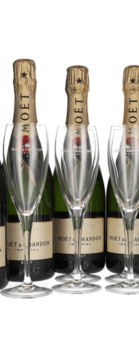 Moet & Chandon Champagne IMPERIAL Brut 12% Vol. 6x0,75l in Giftbox with 6 glasses