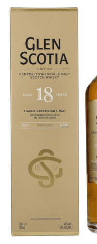 Glen Scotia 18 Years Old Single Malt Scotch Whisky 46% Vol. 0,7l in Giftbox