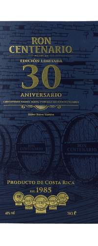 Ron Centenario EDICION LIMITADA 30 Sistema Solera Rum 40% Vol. 0,7l in Giftbox