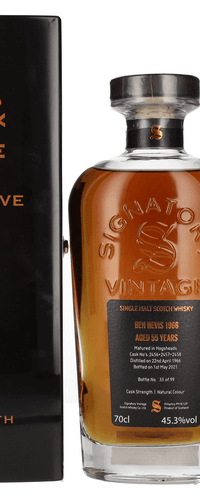 Signatory Vintage Ben Nevis 55 Years Old RARE RESERVE Cask Strength 1966 45,3% Vol. 0,7l in Holzkiste