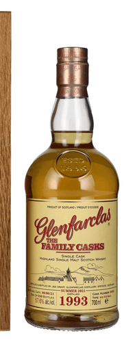 Glenfarclas THE FAMILY CASKS Single Cask SUMMER 2021 4th Fill Butt 1993 57,6% Vol. 0,7l in wooden box