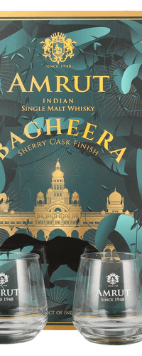 Amrut BAGHEERA Indian Single Malt Whisky Sherry Cask Finish 46% Vol. 0,7l in Giftbox with 2 glasses