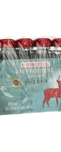 St. Hubertus PFEFFERMINZ Tropfen Minz-Likoer 18% Vol. 24x0,02l
