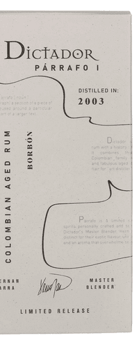 Dictador PARRAFO I 19 Years Old BORBON Vintage 2003 50% Vol. 0,7l in Giftbox