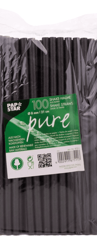 Drinking straws paper black 21 cm 100 pieces