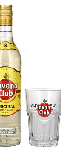 Havana Club Anejo 3 Anos Rum 40% Vol. 0,7l with glass