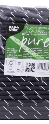 Drinking straws paper black and white 15 cm 250 pieces