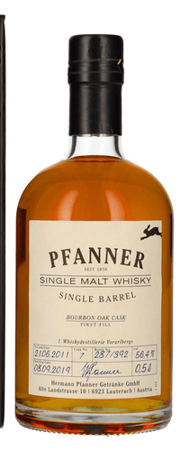 Pfanner Bourbon Oak Cask Single Malt Whisky 56,4% Vol. 0,5l in Giftbox