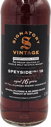 Speyside (GL) 16 Years Old Signatory Vintage 100 Proof Edition Exceptional Cask #7 0,70 ltr 57,1%