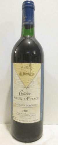 1990 - bordeaux supérieur - château vieux l'estage (étiquette sale b2) - Rouge - bordeaux