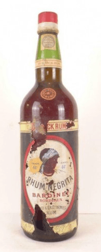 années 50 - rhum - negrita bardinet (non millésimé années 1950 à 1960 étiquette déchirée) 100 cl - alcool - west and east Indes