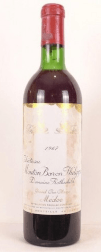 1967 - pauillac - château mouton baron domaine rothschild grand cru classé (étiquette tâchée)