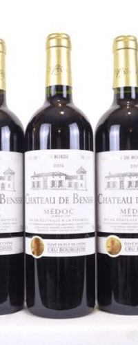 2016 - médoc - château de bensse cru bourgeois fût de chêne lot de 3 bouteilles