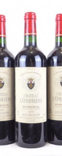 2005 - pomerol - château l'ombrière lot de 3 bouteilles