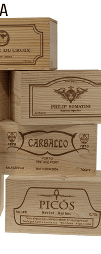 Wooden wine box with vineyard logo 6 bottles Model G - Picos