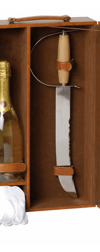 Saber in leather-look box incl. white gloves and room for champagne bottle