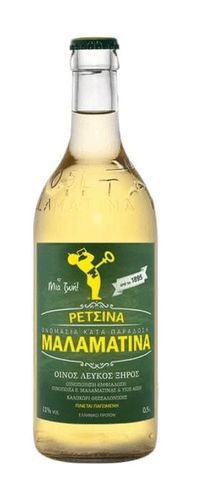 Retsina White Wine 500ml Malamatina 2018