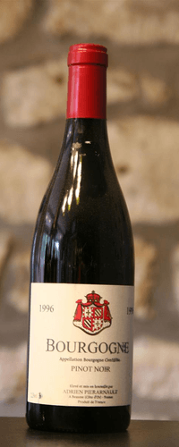 Vin rouge, Bourgogne Pinot Noir Domaine Adrien Pierarnau 1996