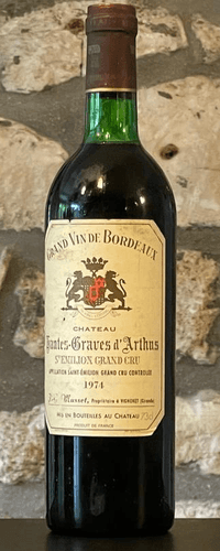 Vin rouge, St Emilion grand Cru, Château haute Graves d'Arthus 1974