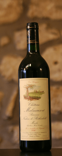 Vin rouge, Château Malmaison, Baronne Nadine de Rothschild 1990