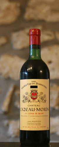Vin rouge, Cote de Blaye, Château Cazeau Morin 1981