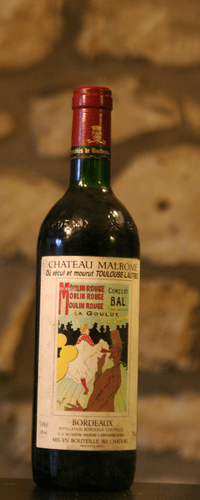 Vin rouge, Château Malrome, cuvee Toulouse Lautrec, 1986