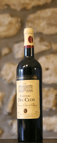 Vin rouge, 1ere Cotes de Blaye Chateau des Clos 1999
