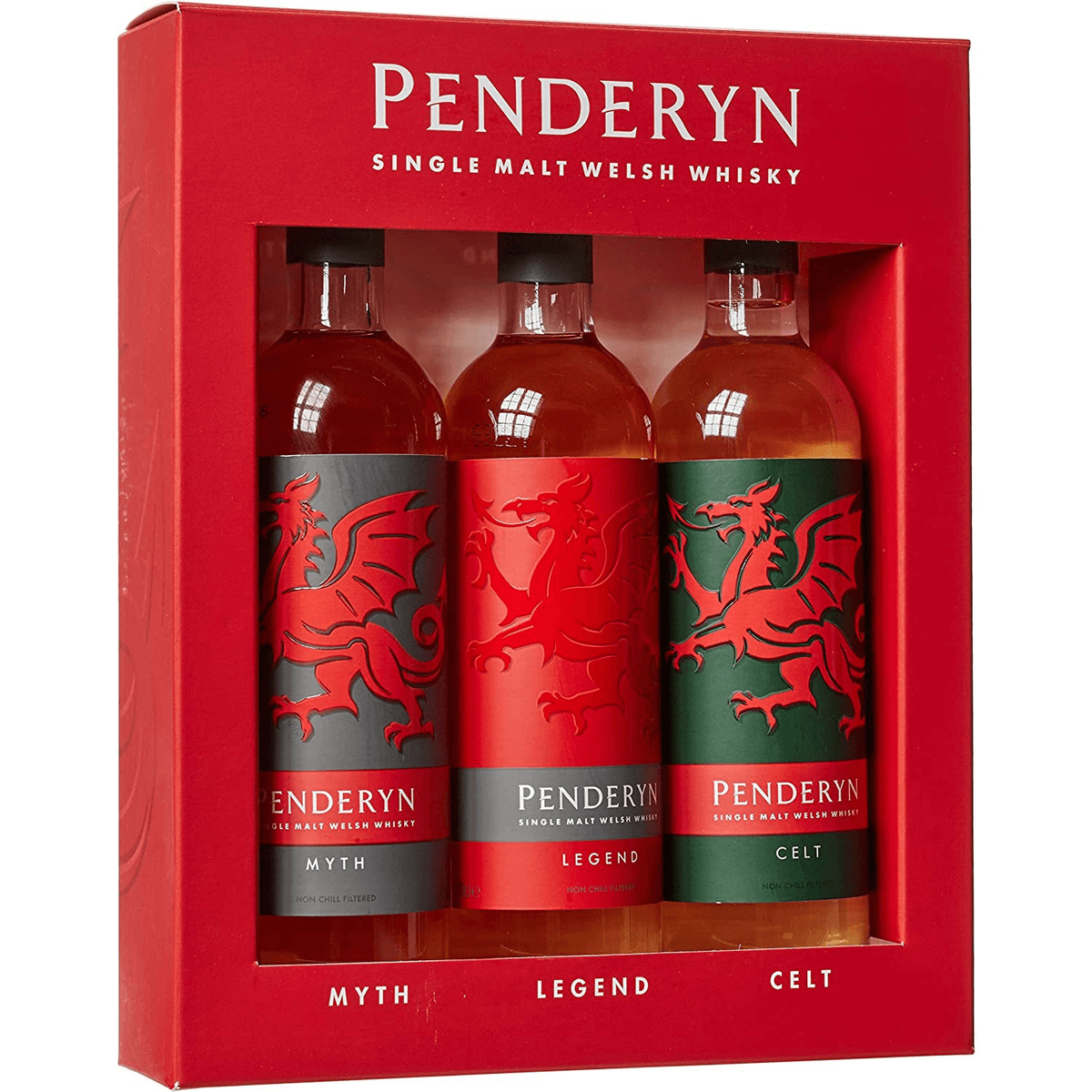 Celt Legend, Penderyn Welsh Winebuyers Myth, Whiskey Giftbox In Single 3X0,2L | Malt Vol. 41%