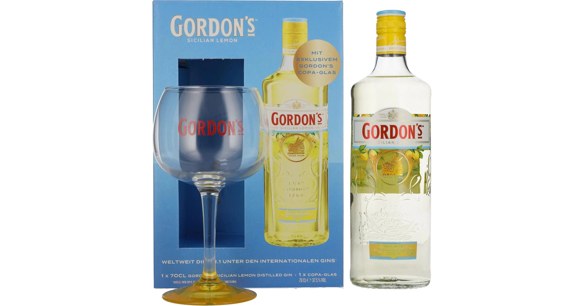 Gordon's Sicilian Lemon Distilled Gin 37,5% Vol. 0,7L In Giftbox With Glass  | Winebuyers